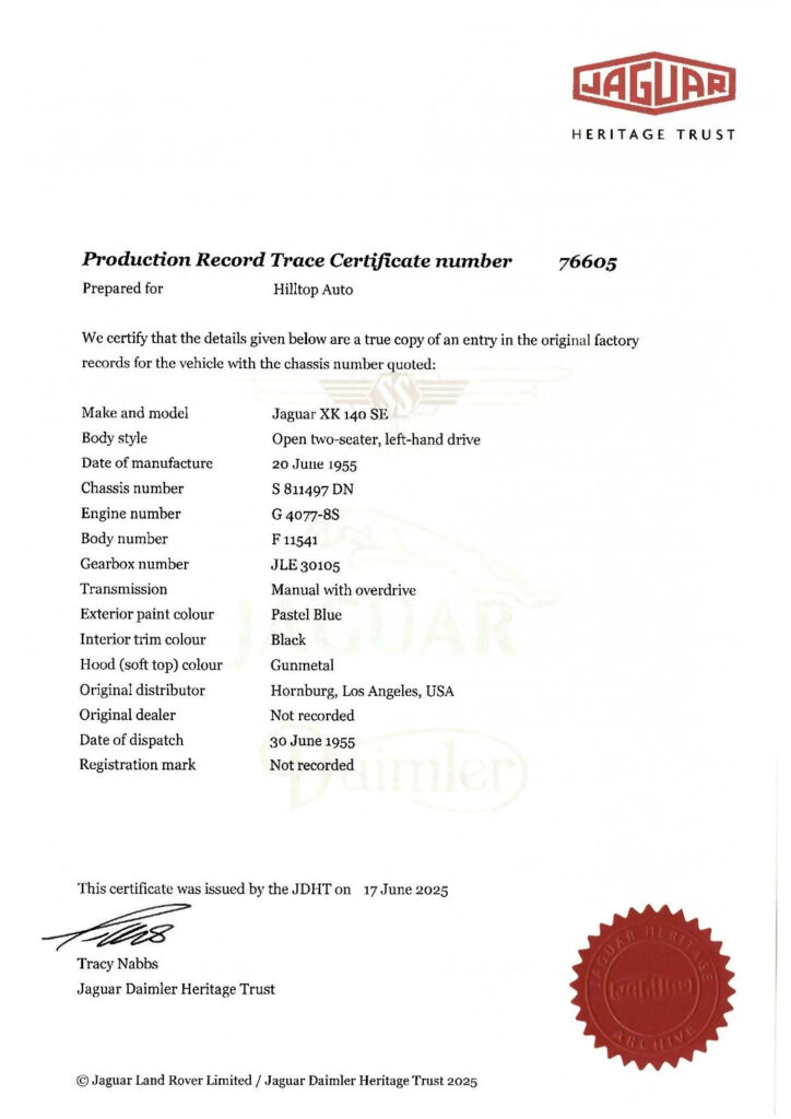 1955 Jaguar XK140MC Drop Head Coupe Convertible