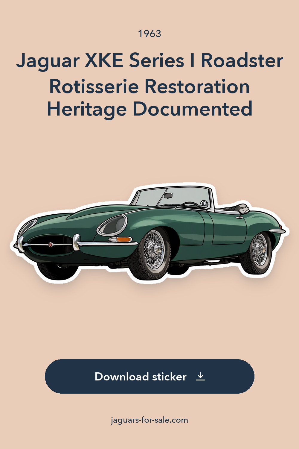 1963 Jaguar XKE Series I Roadster Rotisserie Restoration Heritage Documented sticker preview