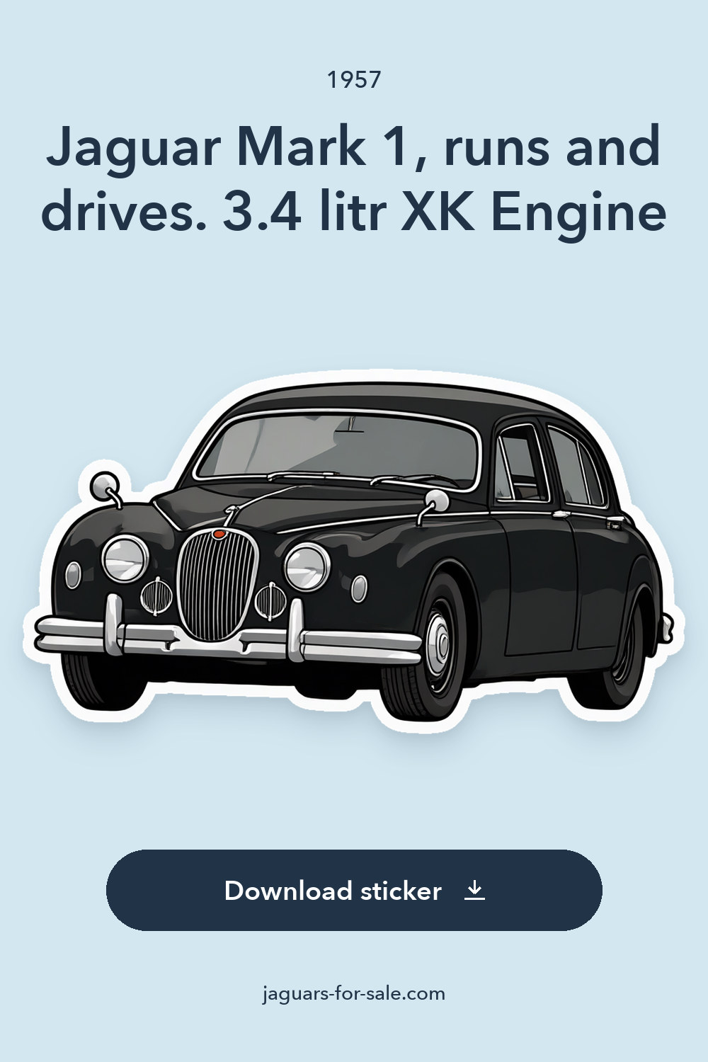 1957 Jaguar Mark 1, runs and drives. 3.4 litr XK Engine sticker preview