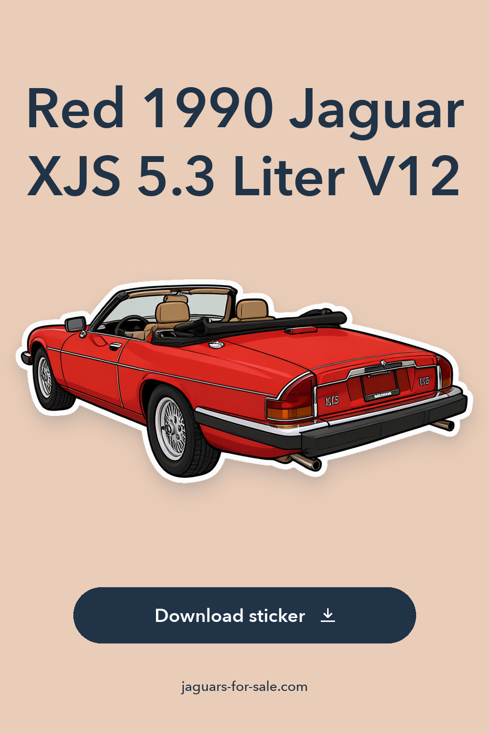 Red 1990 Jaguar XJS 5.3 Liter V12 sticker preview
